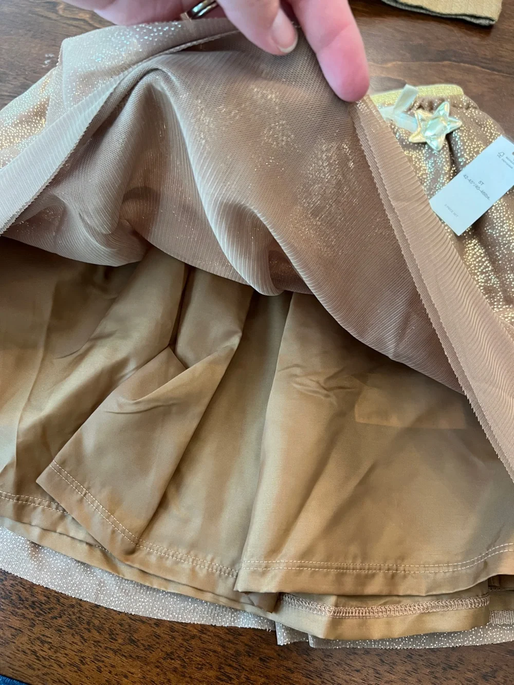 Toddler Girl 5T 2-Piece Outfit Set Holiday Gold Shimmer Skirt & Long Sleeve